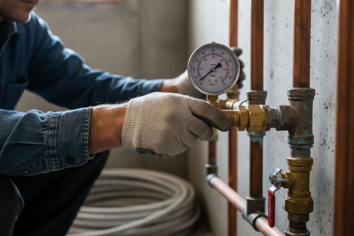 Pressure testing a repaired line during Water Line Repair in Corrigan